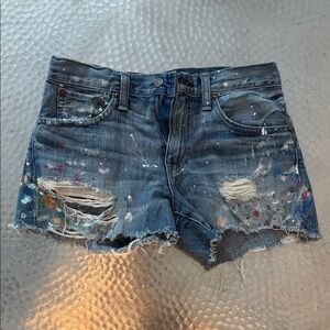 Polo Ralph Lauren Blue Paint-Splatter Jean Shorts (25-26size)